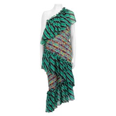Marco de Vincenzo Grünes One Shoulder-Kleid mit Rüschen Größe L