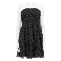 Needle & Thread Black Tulle Ruffle Mini Dress Size M