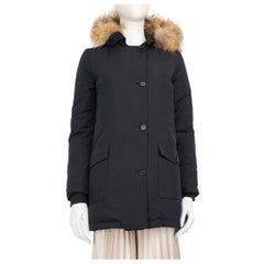 Woolrich Navy Cappotto con cappuccio e collo di pelliccia taglia XS