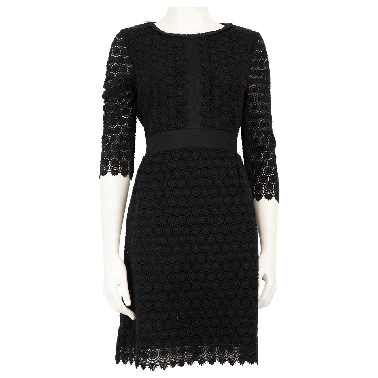 Diane von Furstenberg - Vestito in pizzo a manica lunga nero - taglia M.