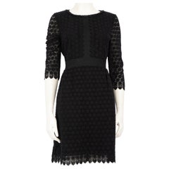 Diane Von Furstenberg Black Long Sleeve Lace Dress Size M