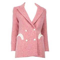 Blazé Milano Pink & White Wool Chevron Blazer Size S