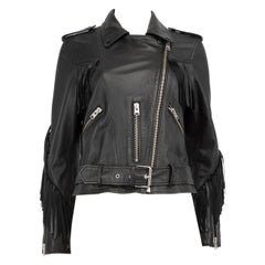 All Saints Black Tassel Balfern Biker Jacket Size L