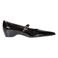 Khait Schwarz Lack Sybil Mary Jane flache Schuhe Größe IT 39,5