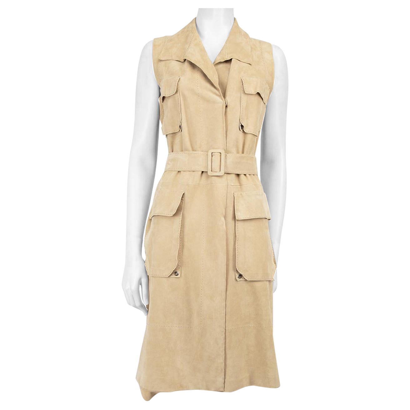 J.Mendel Beige Suede Pocket Detail Dress Size S For Sale