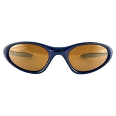 Neu Vintage Oakley Minute Metallic Blau Polarisierte Linsen 2000er Sonnenbrille, Vintage
