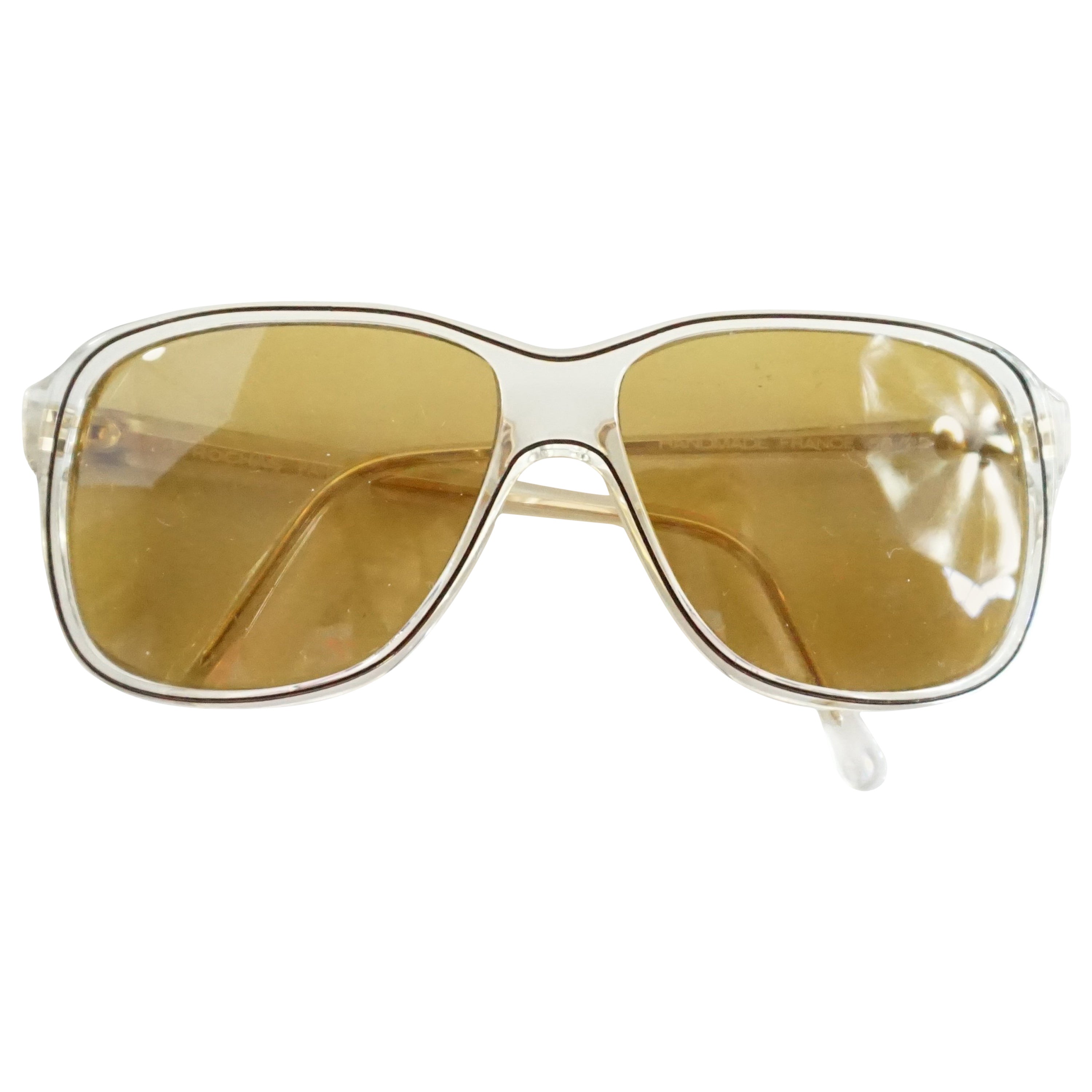 Rochas Clear Square Sunglasses with Brown Lens For Sale at 1stDibs