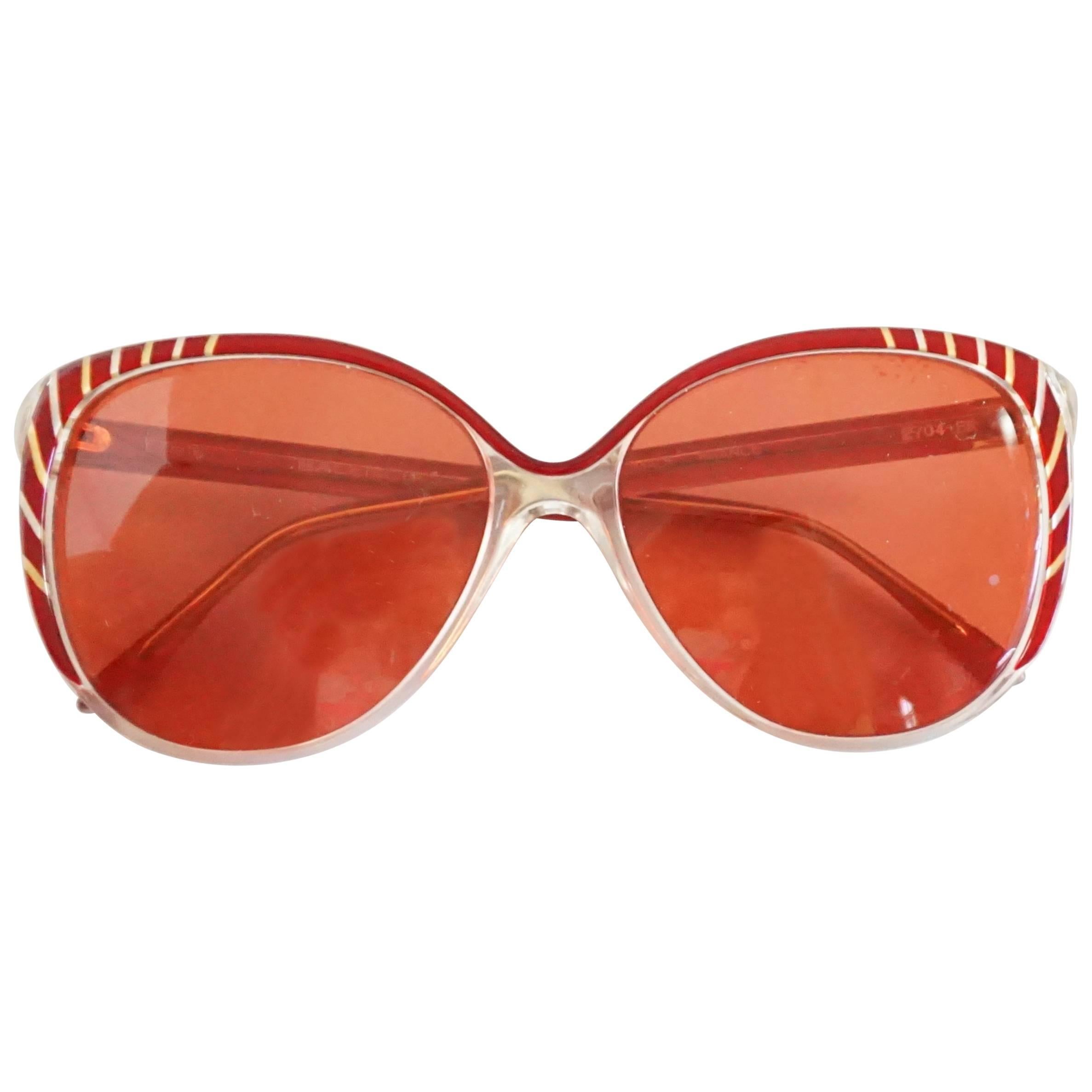 Balenciaga Red and Clear Lucite Sunglasses with Red Lenses