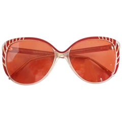 Retro Balenciaga Red and Clear Lucite Sunglasses with Red Lenses