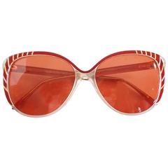 Balenciaga Red and Clear Lucite Sunglasses with Red Lenses 2