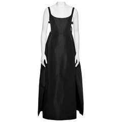 Madame Grès Haute Couture Abendkleid aus schwarzer Seidenfaille, ca. 1965