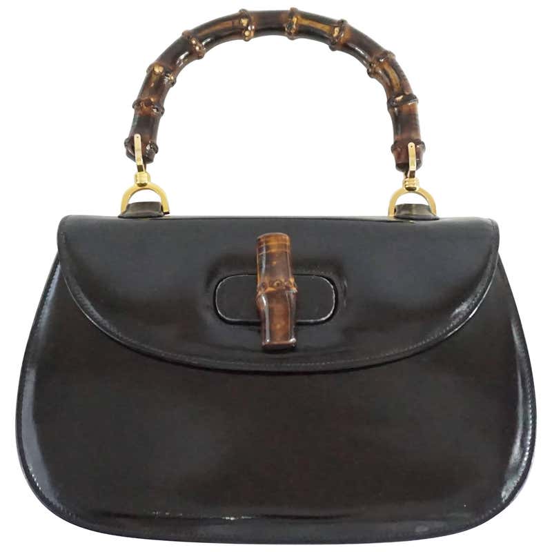 Gucci Black Leather Bamboo Handle Bag - 1950's - GHW at 1stDibs | black ...