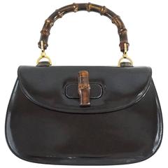 Gucci Black Leather Bamboo Handle Bag - 1950's - GHW 6