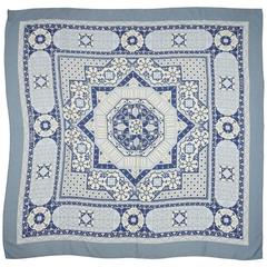 Hermes Pale Blue Mosaic "Arabia" Cashmere Silk Shawl