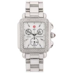 MICHELE "Deco" Chronograph Diamond Stainless Steel Watch + Diamond Band 8