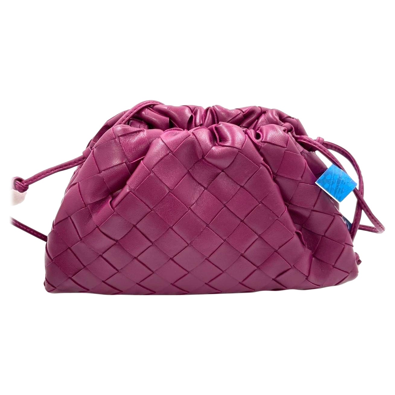 Bottega Veneta Pouch Mini Intrecciato Burgundy Lambskin Leather Crossbody Bag For Sale