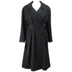 1990s Chanel vintage Double Breasted black wool trench coat