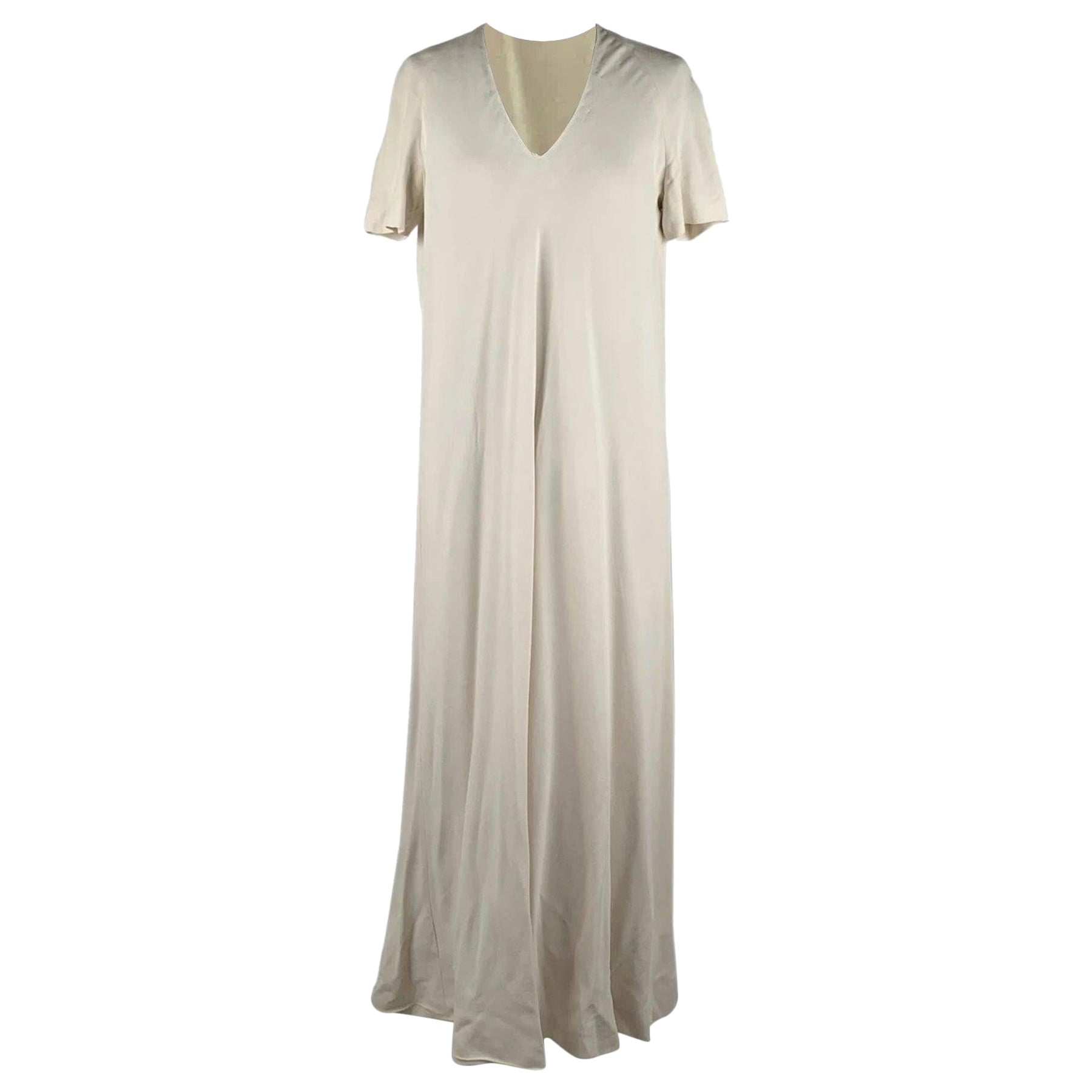 La Mendola Vintage White Long Kaftan Evening Dress Size 46 For Sale