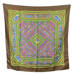 Hermes Paris Foulard en soie vintage Qalamdan 1990 Catherine Baschet