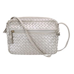 Bolso Bottega Veneta Vintage Blanco Nodini Intrecciato Nacarado