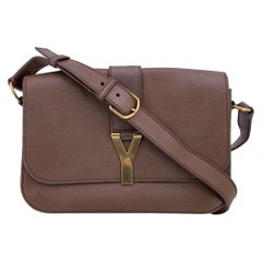 Yves Saint Laurent Brown Leather Flap Large ChYc Shoulder Bag