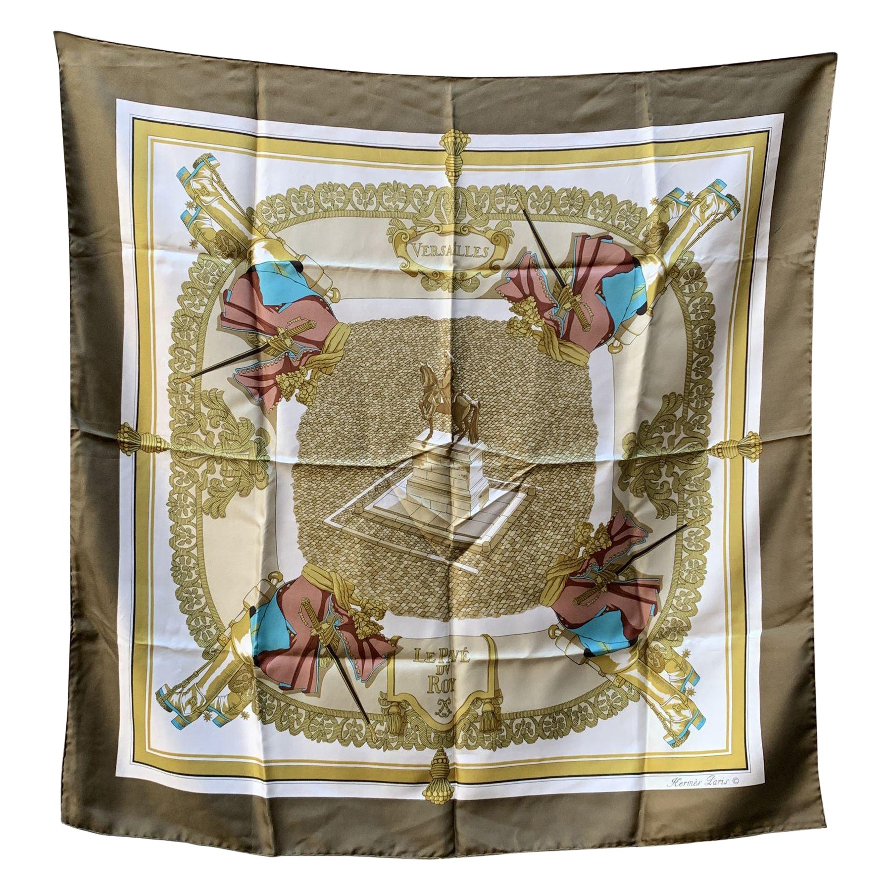 Hermes Vintage Silk Scarf Versailles Le Pavè Du Roy 1954 Hugo Grygkar