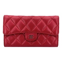 Chanel Red Quilted Leather Timeless Classic Continental Flap Wallet