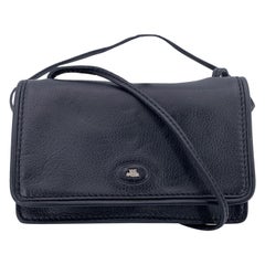 The Bridge Black Leather Small Mini Messenger Crossbody Bag