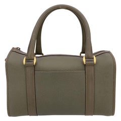 Gucci Vintage Military Green Leather Handbag Boston Bag with Box