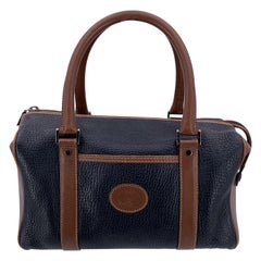 Gucci Vintage Brown and Black Leather Handbag Boston Bag