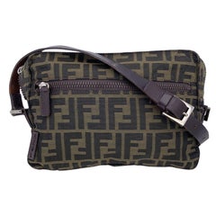 Fendi Tobacco Zucca Monogram Canvas Messenger Crossbody Bag