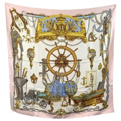 Hermes Paris Vintage Pink Silk Scarf Musee 1962 Philippe Ledoux