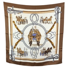 Hermes Paris Vintage Silk Scarf Equipages 1973 Philippe Ledoux