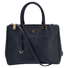 Used Prada Black Saffiano Leather Galleria Tote Satchel Bag