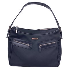 Gucci Black Nylon Canvas Large Shoulder Bag Double Pockets