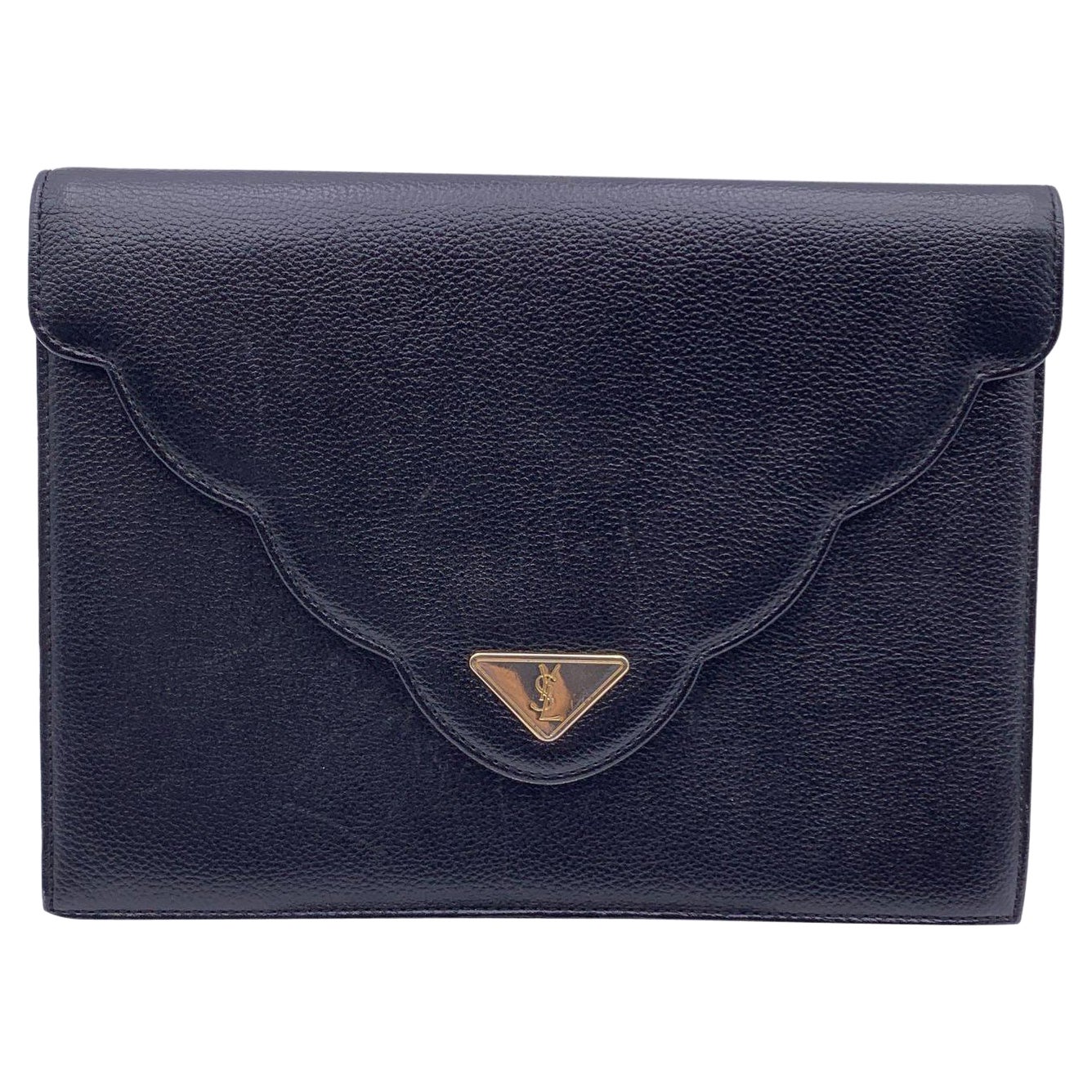 Yves Saint Laurent Vintage Leather YSL Flap Clutch Bag Handbag