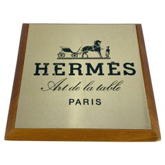 Plato cuadrado Hermes Vintage Art de la Table Wood Shelf Talker