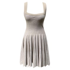 Alaia Paris Beige Perforated Knit Square Neck Sleeveless Dress 38 FR