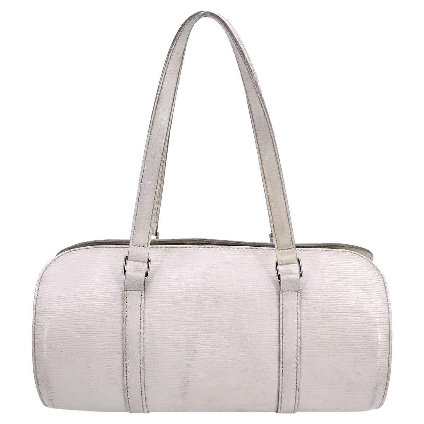 Louis Vuitton White Epi Leather Soufflot Bag Handbag with Pouch For Sale
