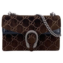 Gucci Brown Velvet Monogram GG Small Dionysus Shoulder Bag