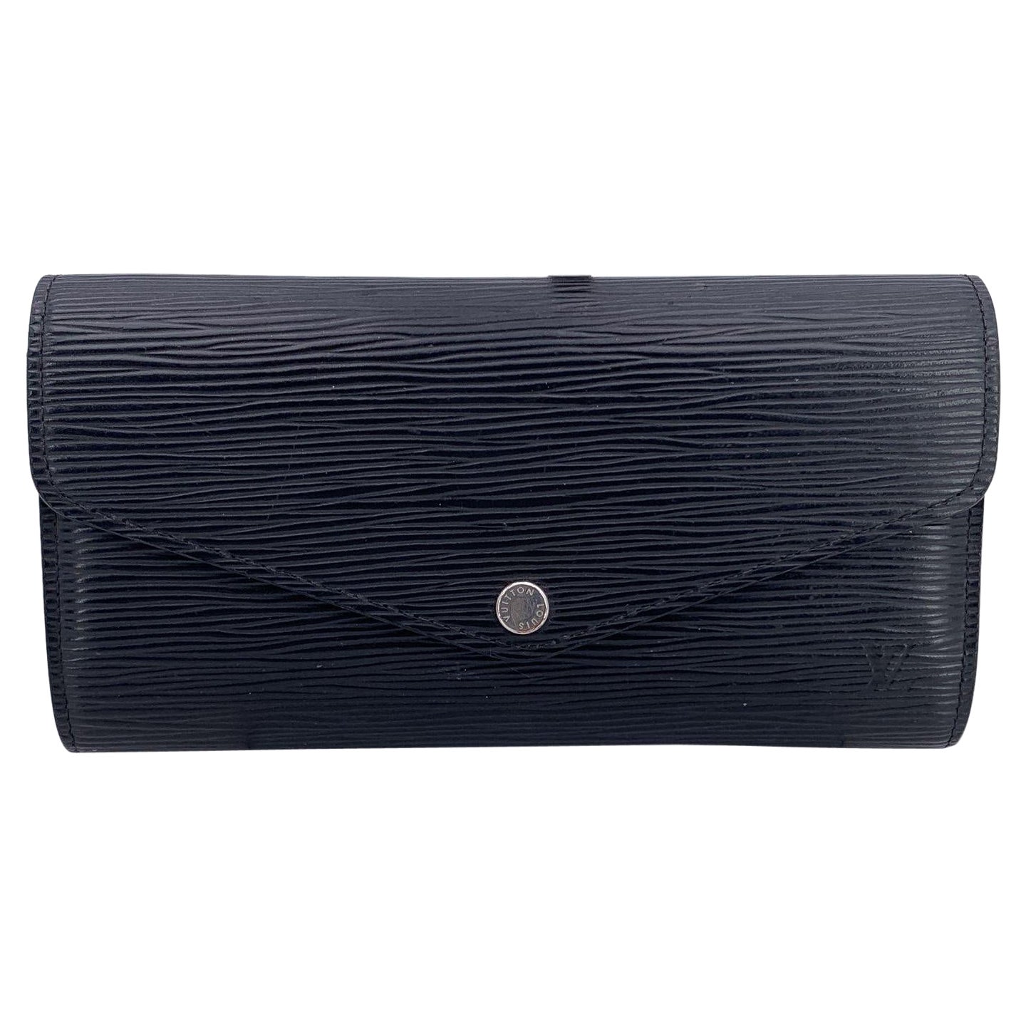Louis Vuitton Black Epi Leather Long Continental Sarah Wallet For Sale