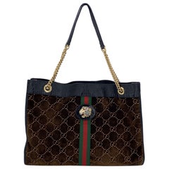 Gucci Brown Monogram Velvet Large Rajah Tote Shoulder Bag