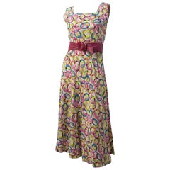 Vintage 50s Seersucker Print Summer Dress with Belt