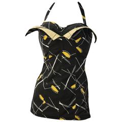 50s Geo Abstract Swimsuit 12