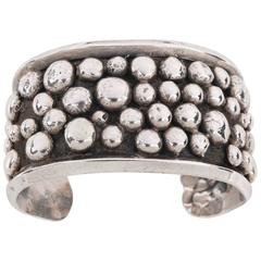 c.1976 Artisan Made Signed Sterling Silver Modernist Southwestern Cuff Bracelet 10