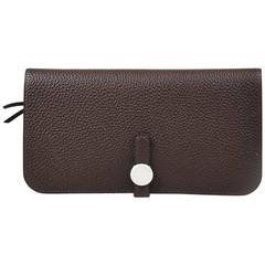 Hermes Chocolate Brown Togo Leather "Dogon Recto Verso" Flap Wallet