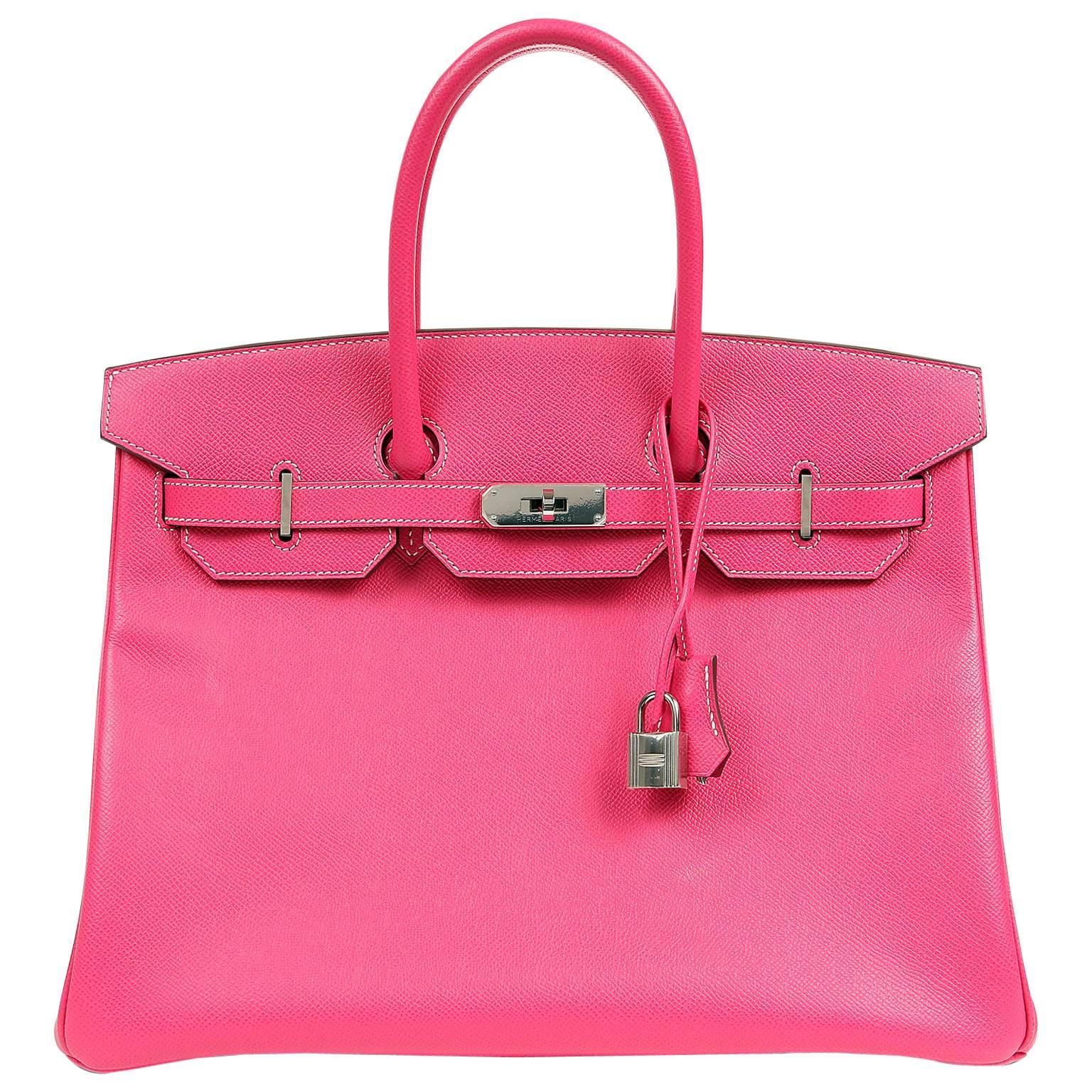 Hermès Rose Tyrien Epsom Leather 35 cm Birkin Bag with PHW