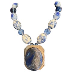 LB offers Lapis Lazuli Silver Pendant Necklace with Crystal China Ceramic Agate