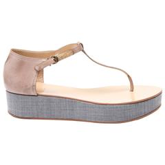 Brunello Cucinelli Tan & Denim Thong Sandals 2