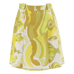 EMILIO PUCCI Vtg 1960's Multicolor Signature Op Art Print A-Line Pleated Skirt